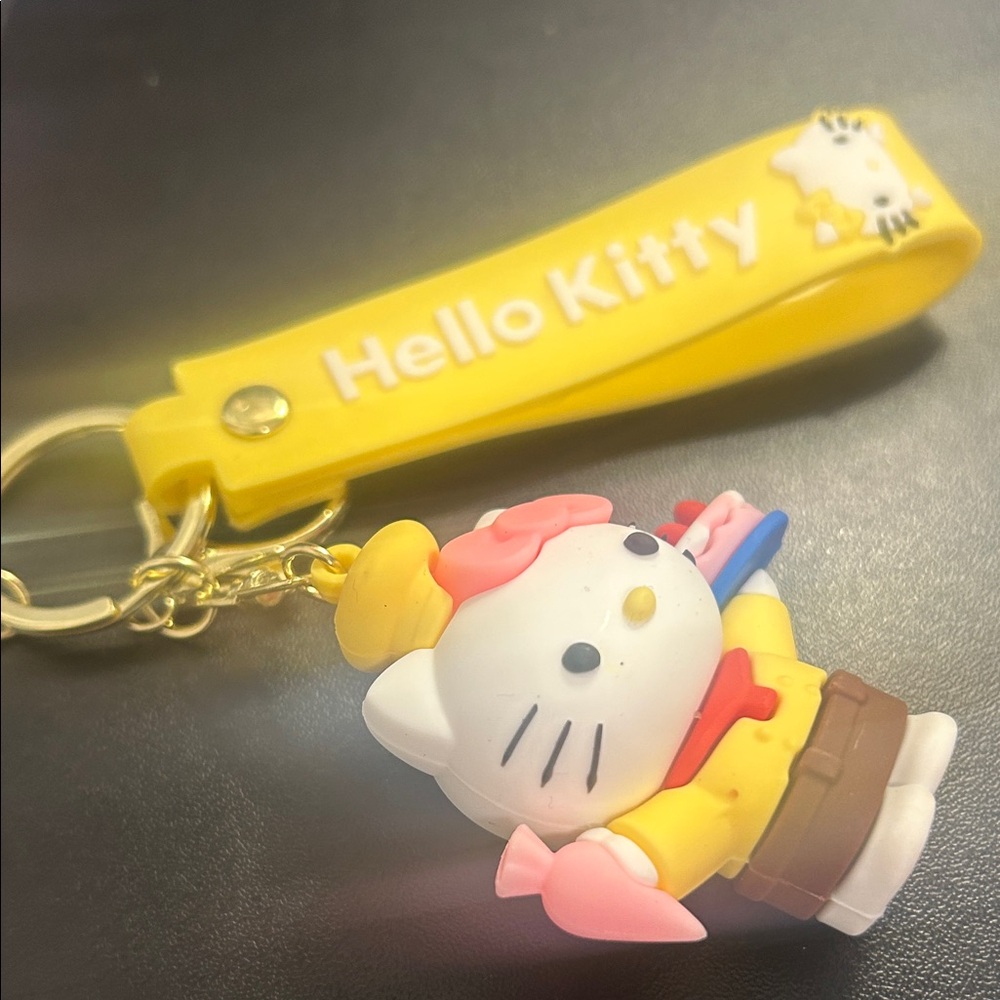 Hello Kitty Yellow and Pink Charm Keychain